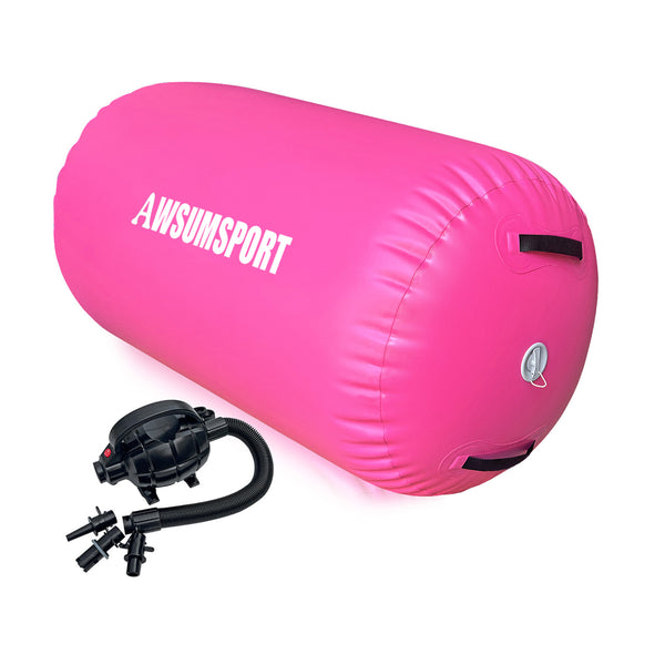 Pink Air Roller Air Barrel Inflatable Tumbling Mat (L)47.3in (Diam)29.5" - AWSUMSPORT